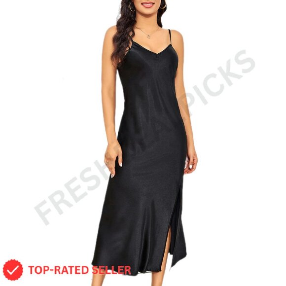 Satin Slip Dress Elegant Minimal Chic Evening Party Wear Adjustable Straps